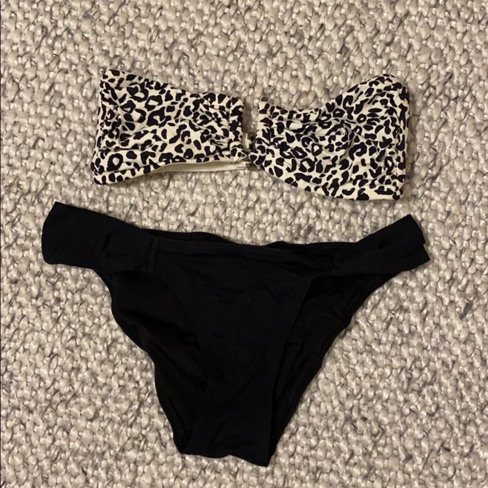 Cheetah swim top and black bottoms